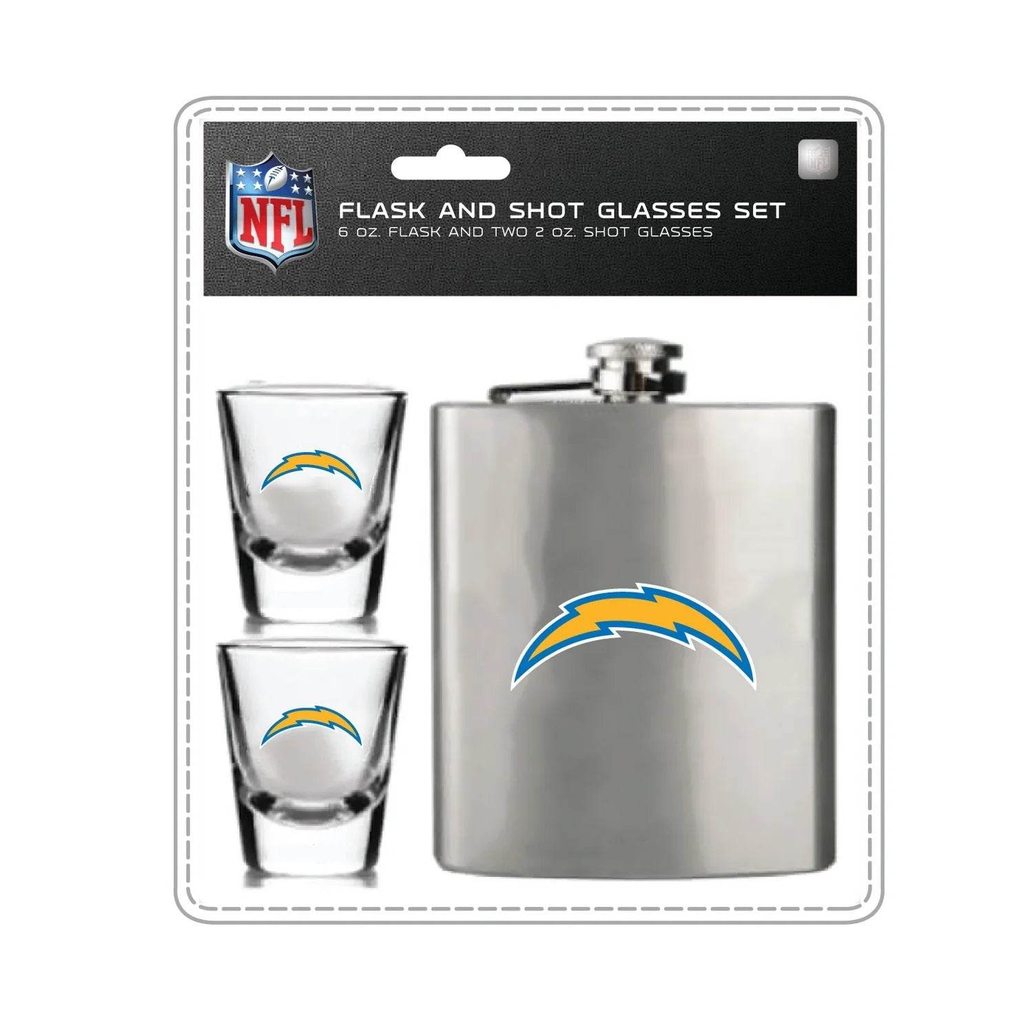 Los Angeles Chargers Flask And Shot Glass Set Team Logo - ToylandEU