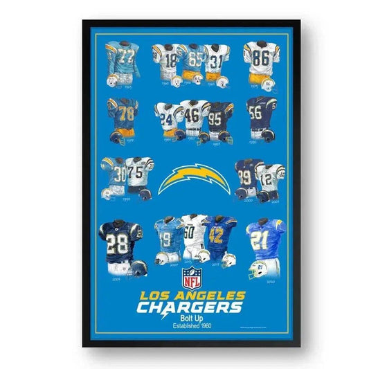  Los Angeles Chargers Framed Print 10x13 Uniform Heritage -  ToylandEU™