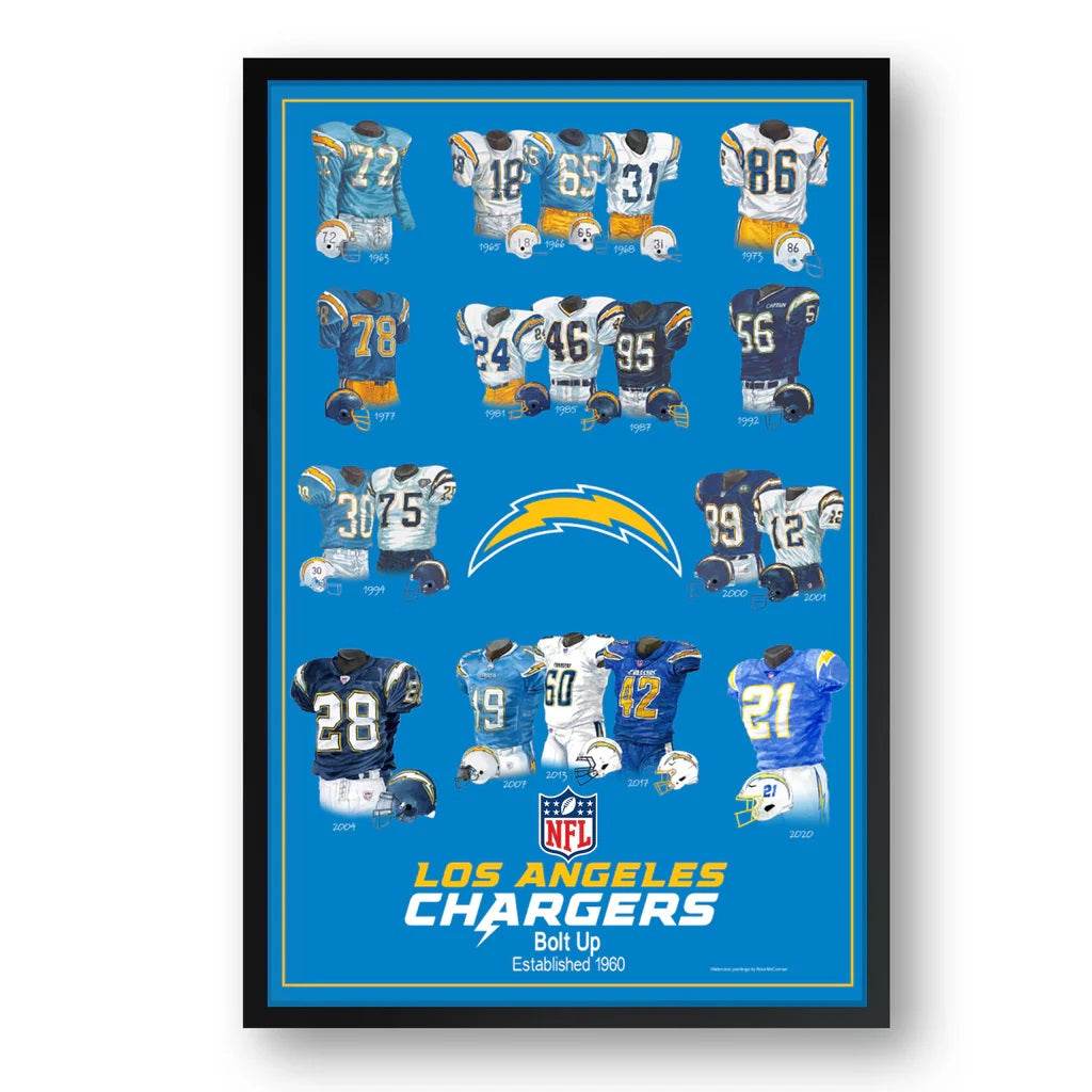 Los Angeles Chargers Framed Print 10x13 Uniform Heritage - ToylandEU