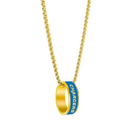 Los Angeles Chargers Necklace Pendant Gold Ring Jewelry - ToylandEU