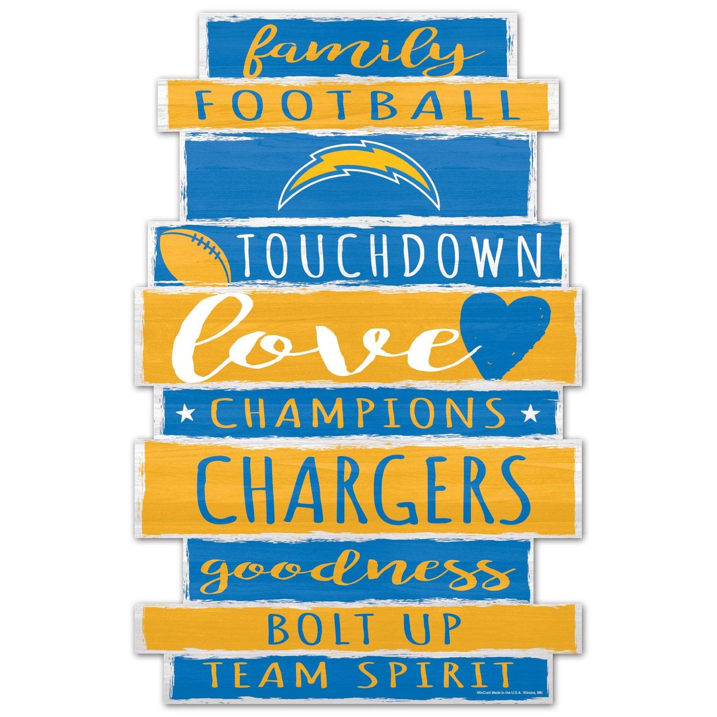 Los Angeles Chargers Sign 11x17 Wood Family Word Wincraft - ToylandEU