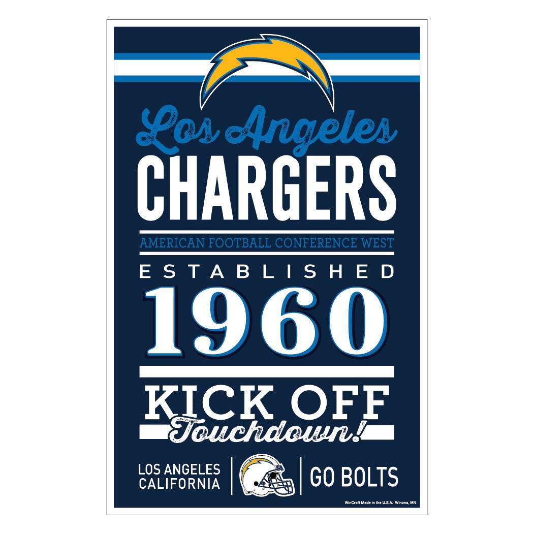 Los Angeles Chargers Wood Sign 11x17 Established Date - ToylandEU