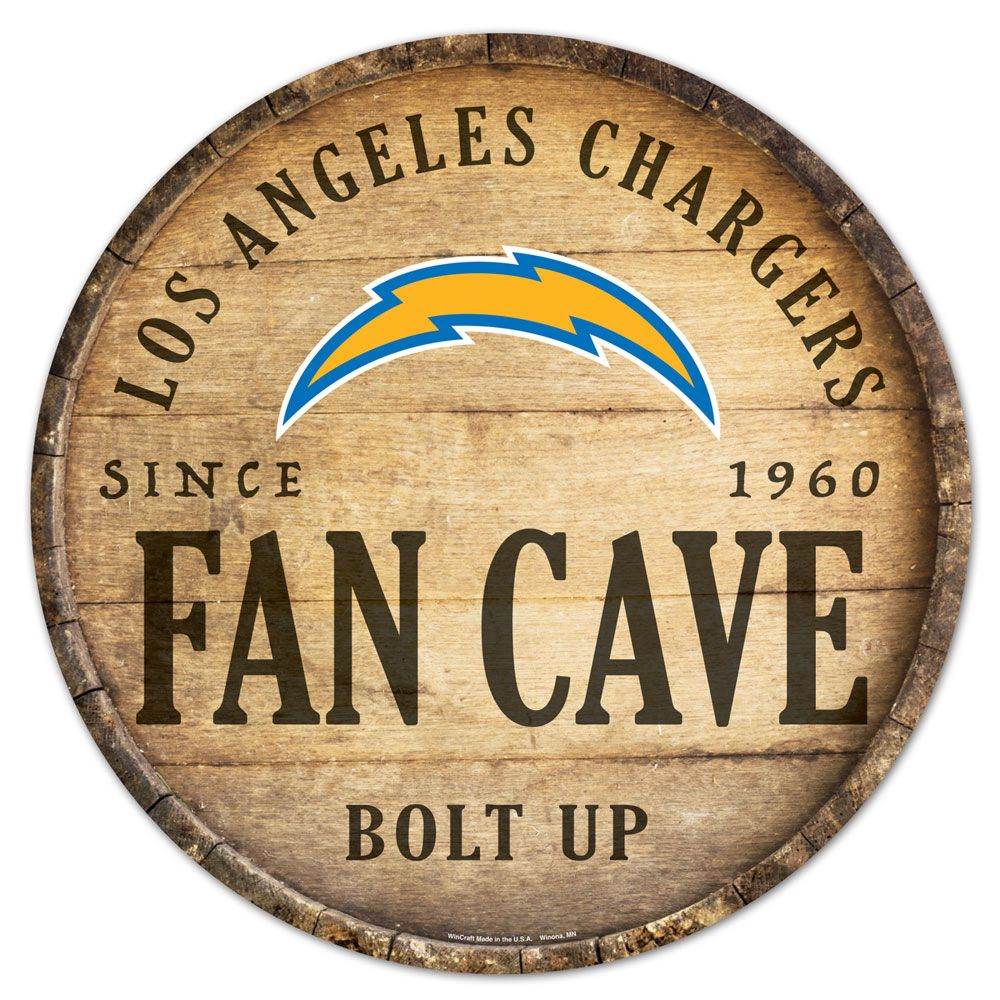 Los Angeles Chargers Wood Sign 14 Inch Round Barrel Top - ToylandEU