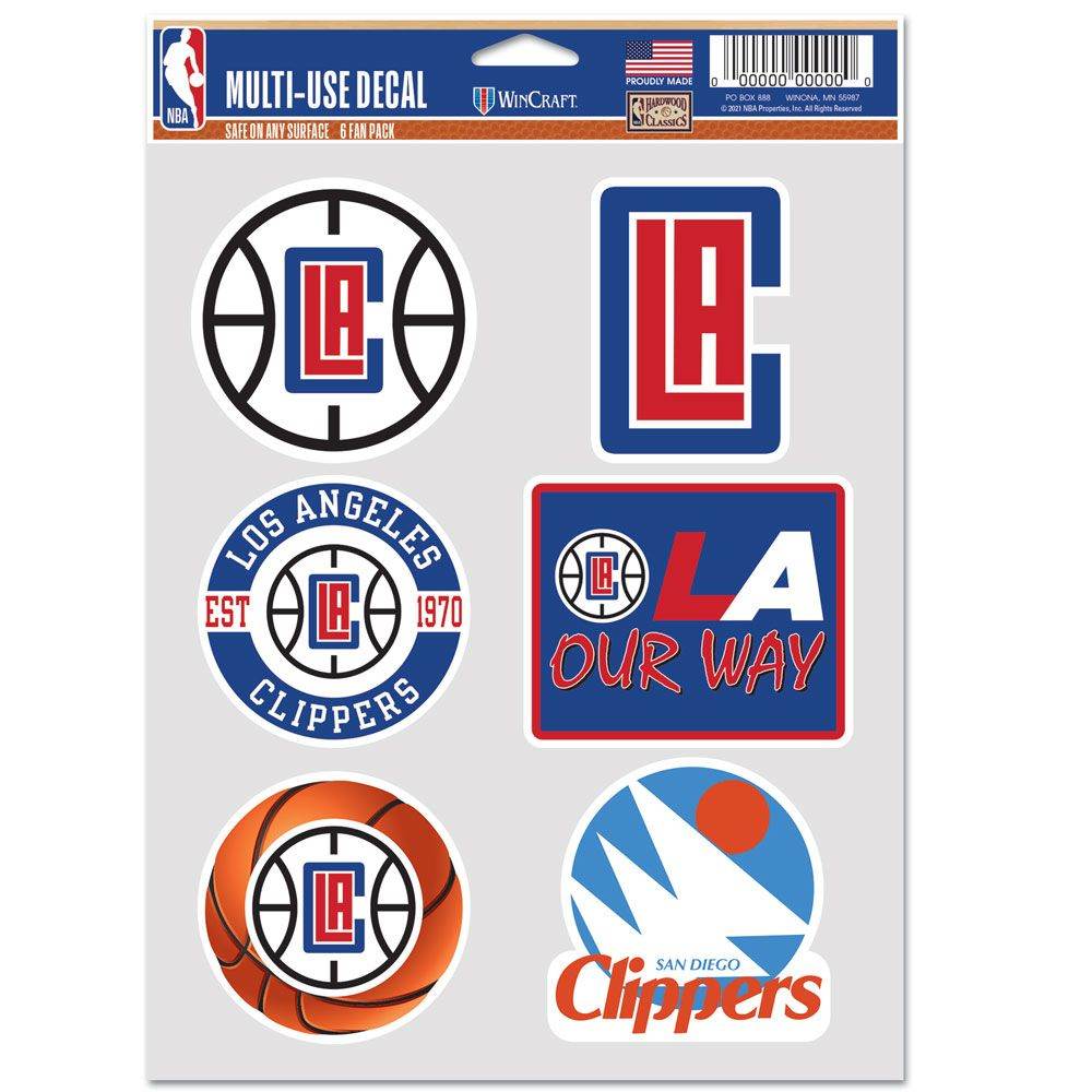 Los Angeles Clippers Fan Decal Set Multi Use 6 Pack - ToylandEU
