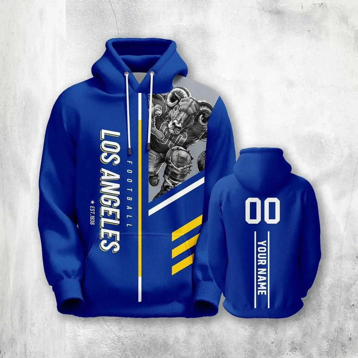  Personalized Los Angeles American Football Hoodie for Fans - 3D Printed City Mascots Sweatshirt with Custom Name & Number, Sizes S-5XL -  ToylandEU™