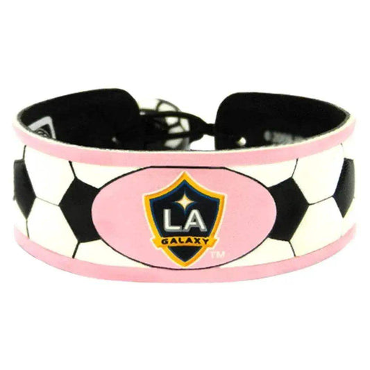 Los Angeles Galaxy Leather Bracelet Soccer Pink Adjustable - ToylandEU