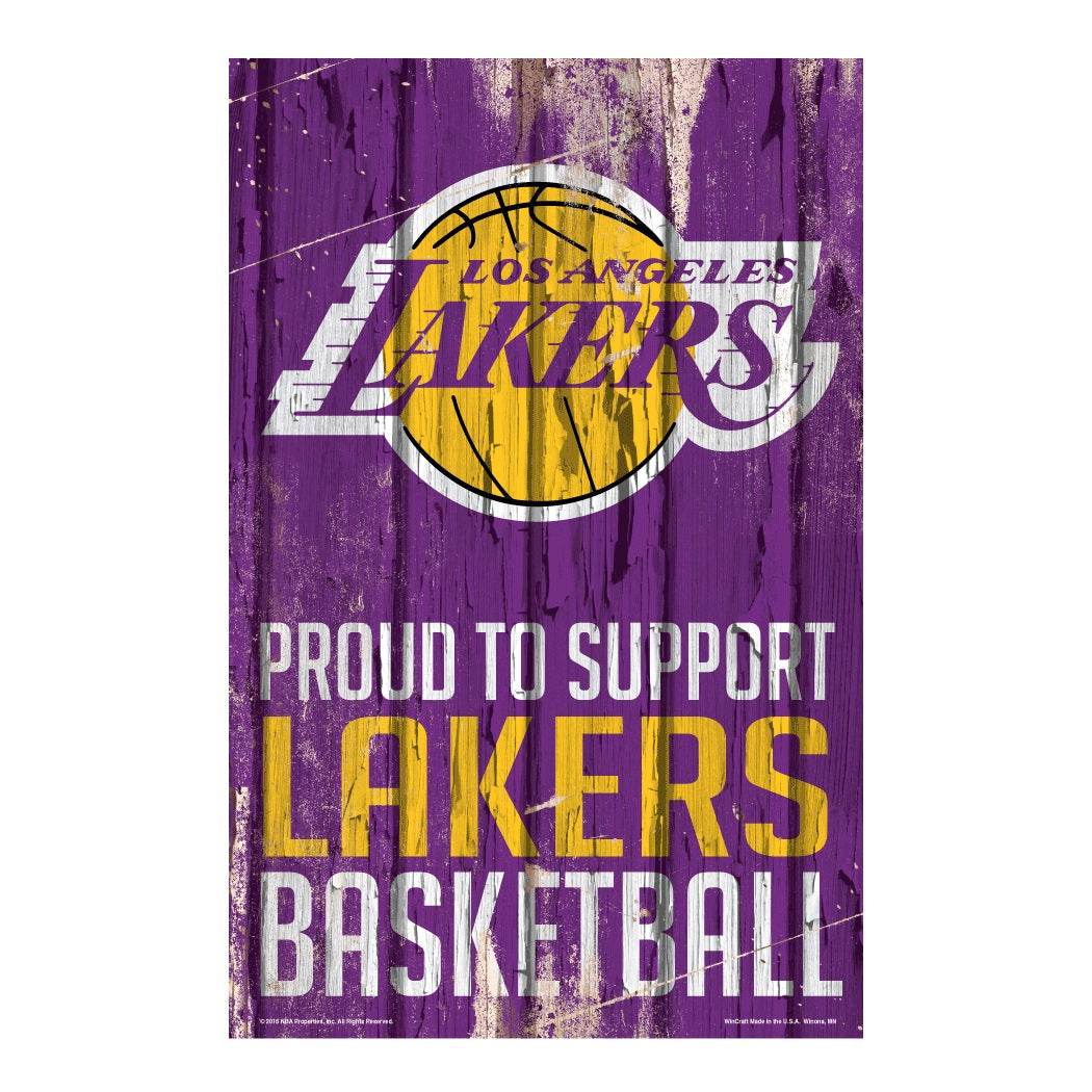 Los Angeles Lakers 11x17 Wood Sign Proud To Support - ToylandEU