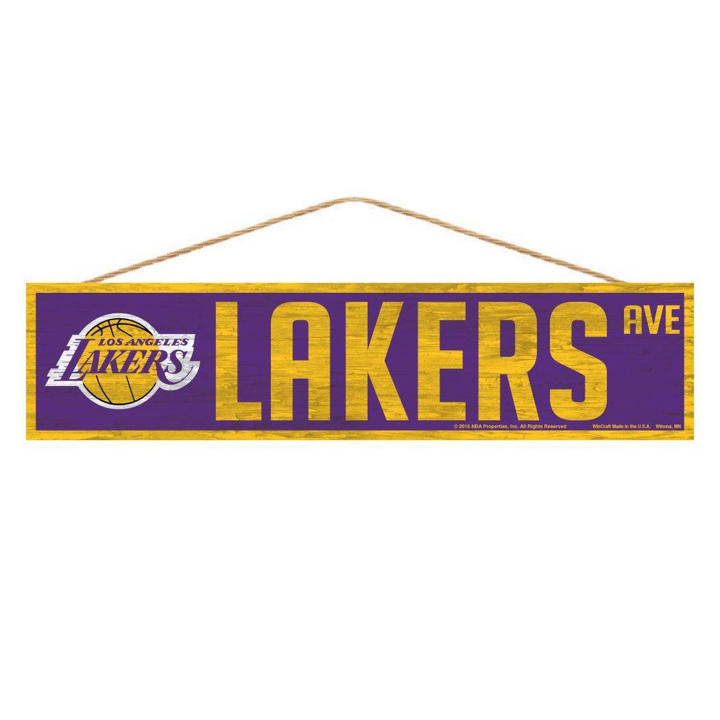 Los Angeles Lakers 4x17 Wood Avenue Sign Decor Team Logo - ToylandEU