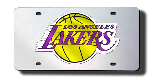 Los Angeles Lakers Laser Cut Silver License Plate Display - ToylandEU