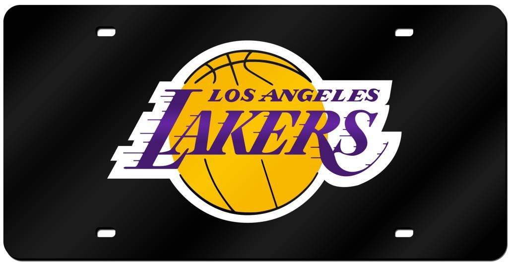Los Angeles Lakers License Plate Laser Cut Black Acrylic - ToylandEU