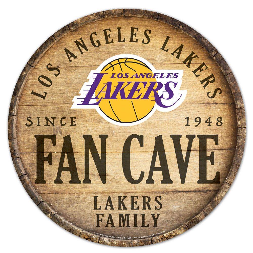 Los Angeles Lakers Wood Sign 14 Inch Round Barrel Top - ToylandEU