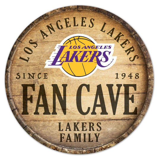 Los Angeles Lakers Wood Sign 14 Inch Round Barrel Top - ToylandEU
