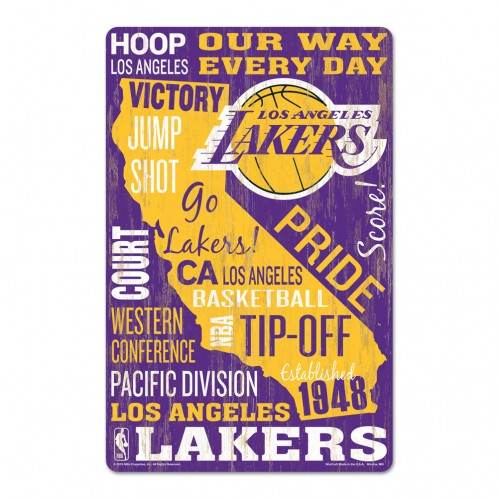Los Angeles Lakers Wood Sign Wordage Design Team Colors - ToylandEU