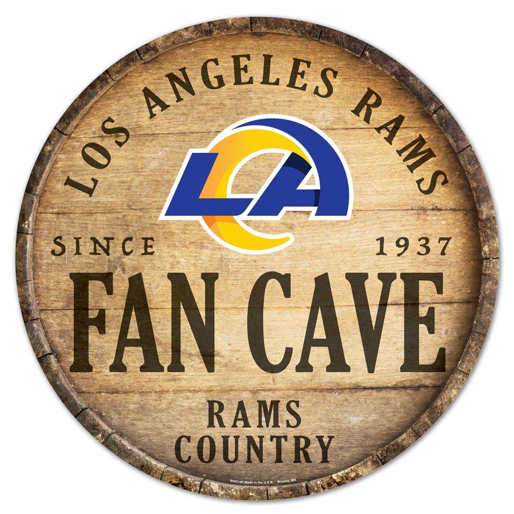 Los Angeles Rams Round 14 Inch Wood Sign Barrel Top - ToylandEU