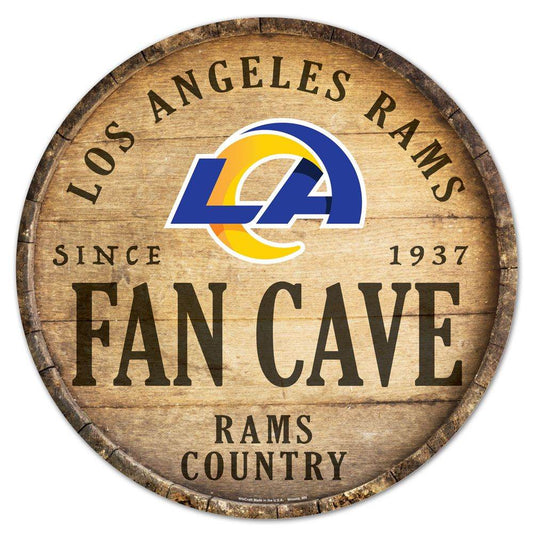 Los Angeles Rams Round 14 Inch Wood Sign Barrel Top - ToylandEU