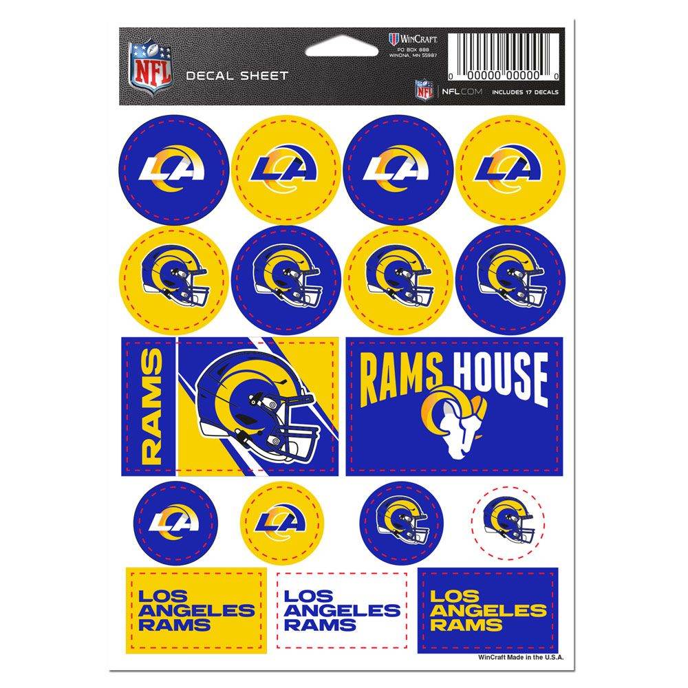 Los Angeles Rams Vinyl Decal Sheet 5x7 Sticker Pack - ToylandEU