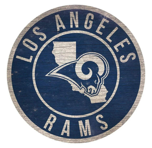 Los Angeles Rams Wood Round Sign 12 Inch Hanging Bracket - ToylandEU
