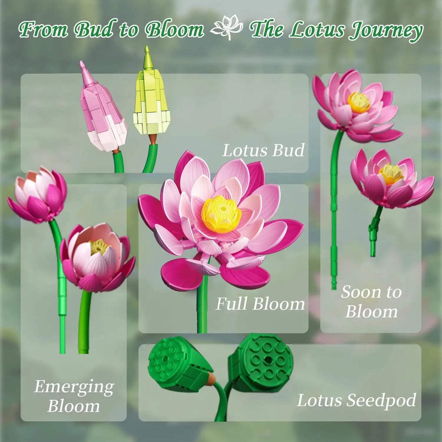  Lotus Flower Building Blocks Bouquet Premium Desktop Decor -  ToylandEU™