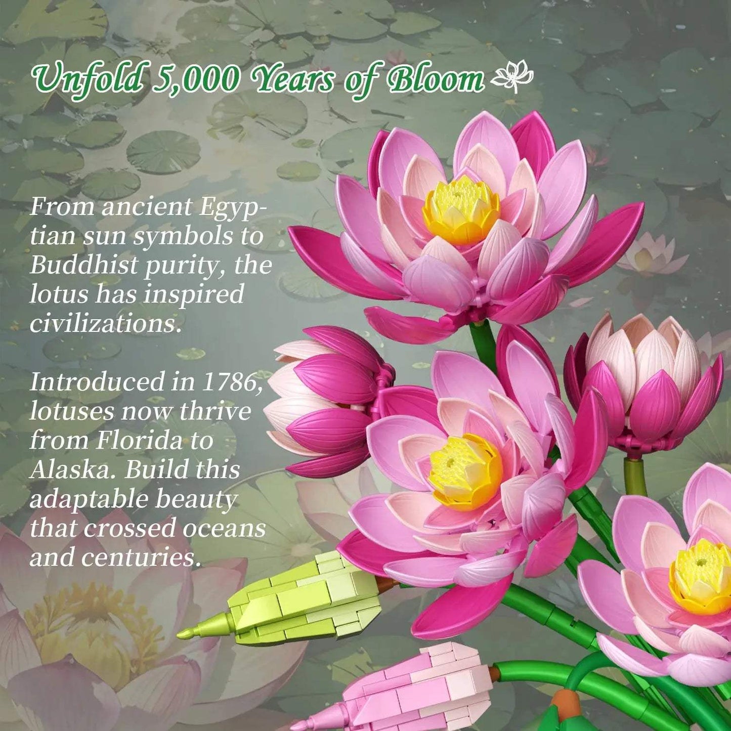  Lotus Flower Building Blocks Bouquet Premium Desktop Decor -  ToylandEU™