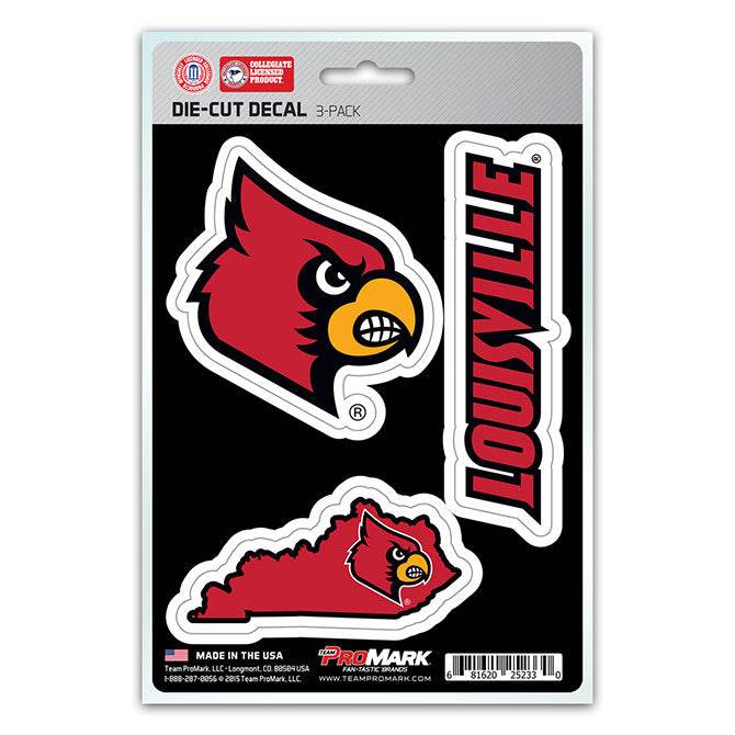 Louisville Cardinals Die Cut Decal 3 Pack UV Resistant - ToylandEU