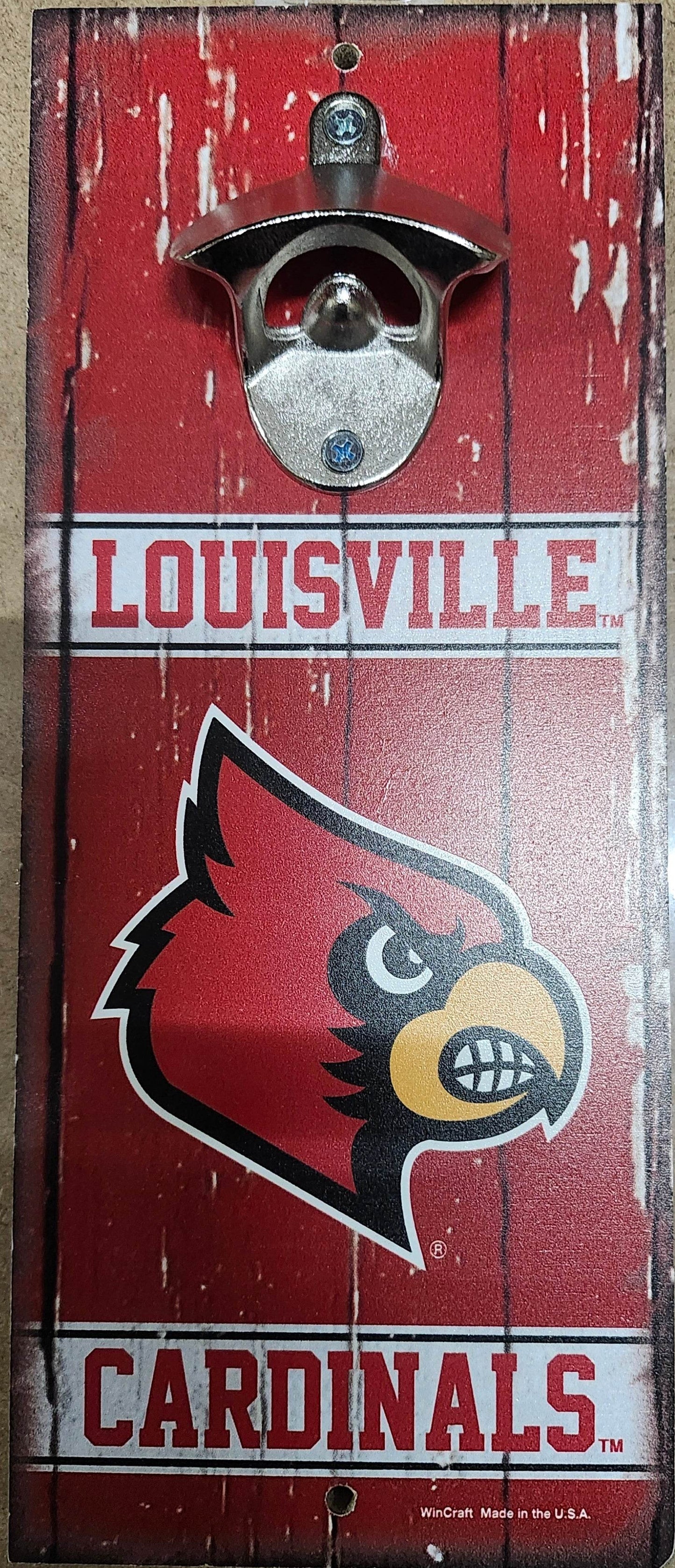 Louisville Cardinals Retro Wood Sign 5x11 Bottle Opener - ToylandEU