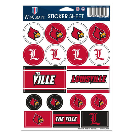 Louisville Cardinals Vinyl Decal Sheet 5x7 Sticker Pack - ToylandEU