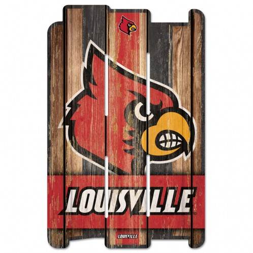 Louisville Cardinals Wood Fence Sign 11x17 Retro Whitewash - ToylandEU
