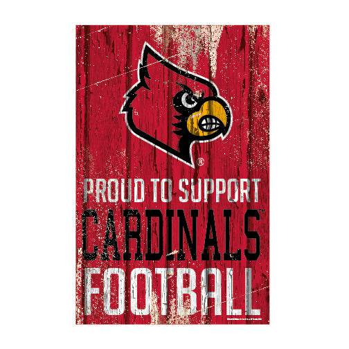 Louisville Cardinals Wood Sign 11x17 Proud to Support - ToylandEU