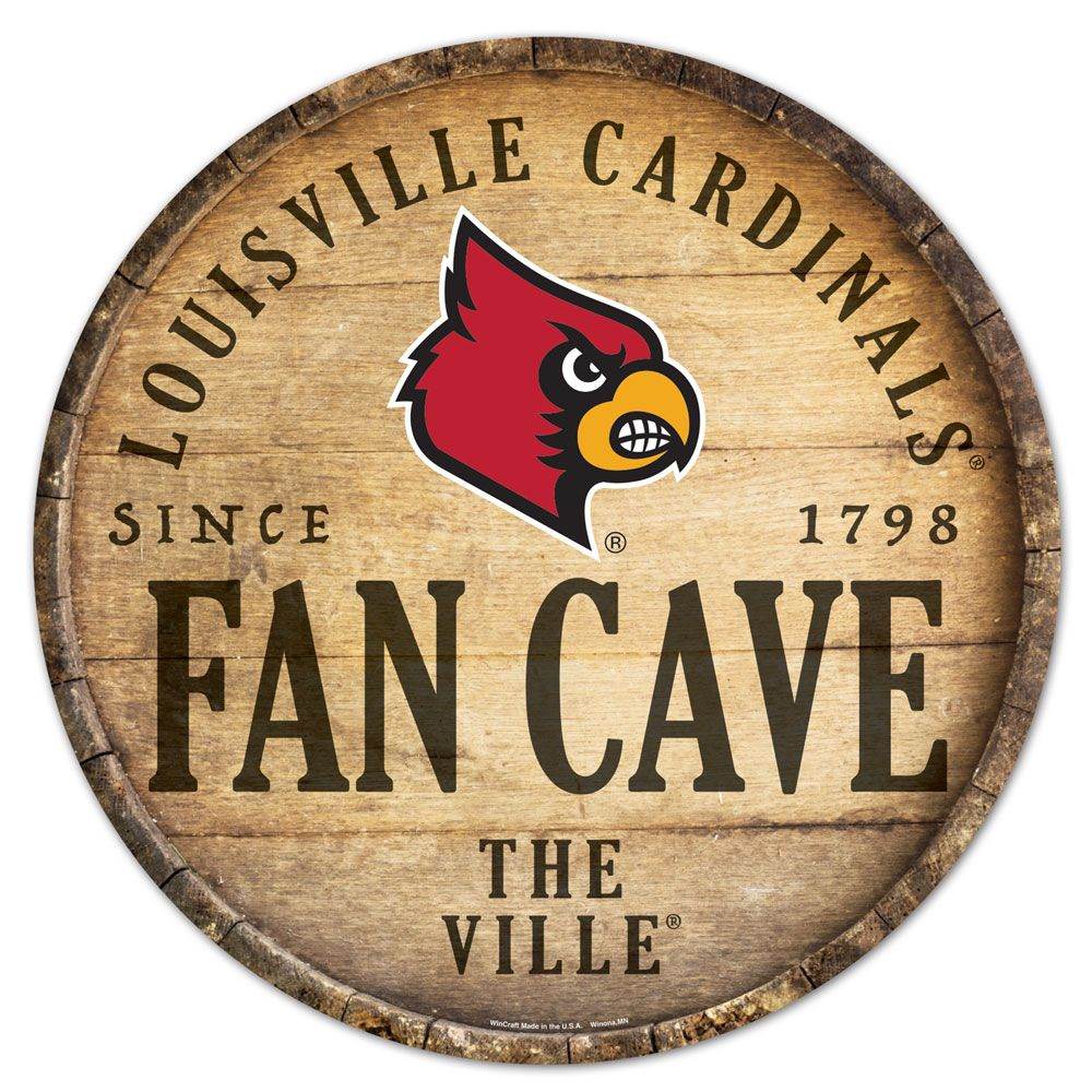 Louisville Cardinals Wood Sign 14 Inch Round Barrel Top - ToylandEU