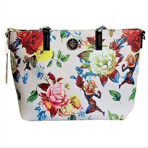 Captain Marvel Floral Tote Bag With Durable Saffiano Leather - ToylandEU