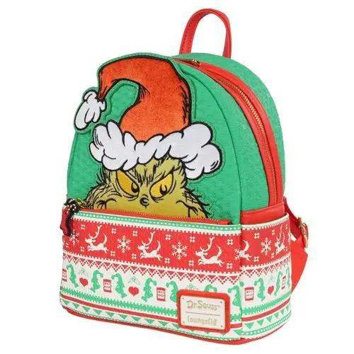 Loungefly How the Grinch Stole Christmas Grinch Christmas Sweater Mini-Backpack - Entertainment Earth Exclusive - ToyShnip