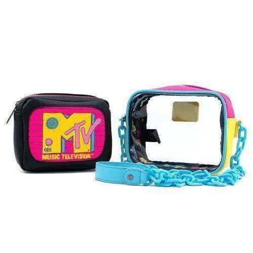MTV Clear Pouch Crossbody Purse With Bold Neon Logo - ToylandEU