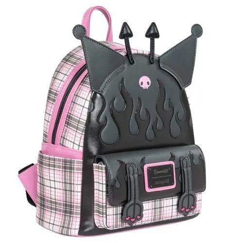 Loungefly Sanrio Kuromi Flames and Plaid Mini-Backpack - Entertainment Earth Exclusive - ToyShnip