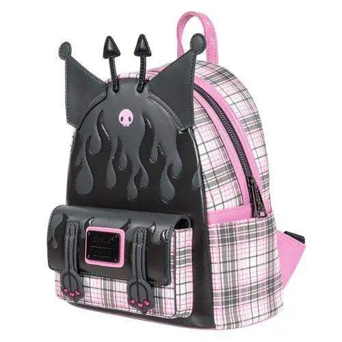 Loungefly Sanrio Kuromi Flames and Plaid Mini-Backpack - Entertainment Earth Exclusive - ToyShnip