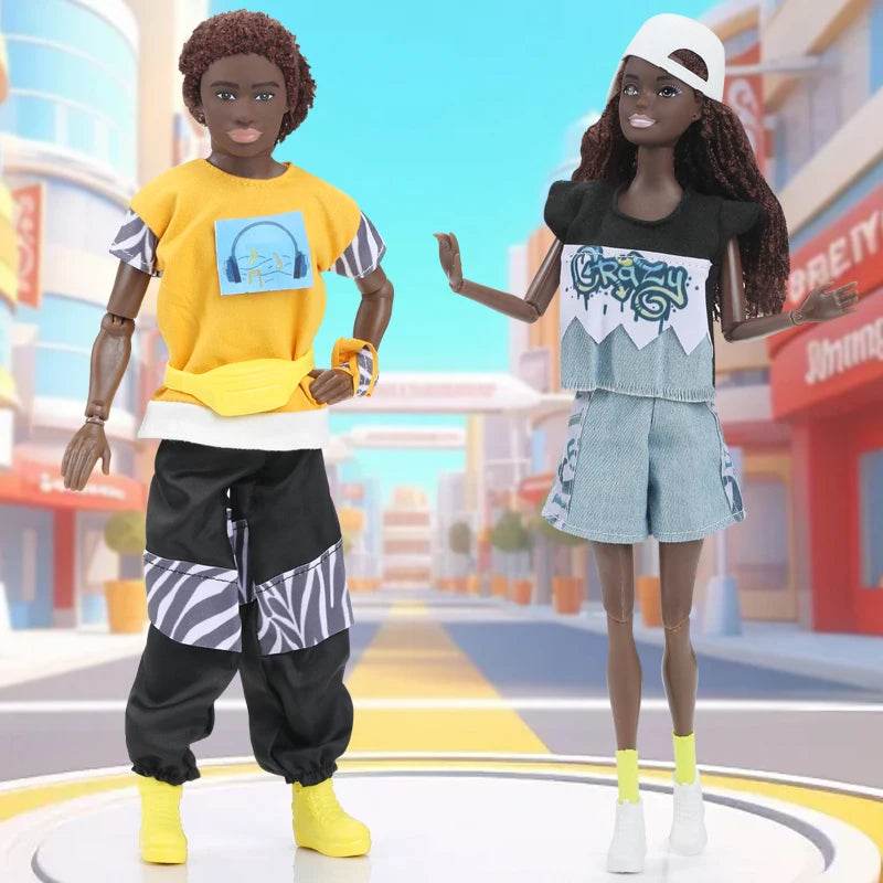 Lover Set Kawaii Items Black Dolls 30cm Female Male for Kids DIY Birthday Present - ToylandEU