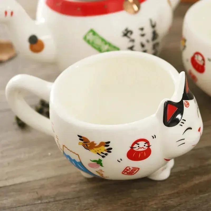  Lucky Cat Tea Set Ceramic With Strainer Porcelain -  ToylandEU™