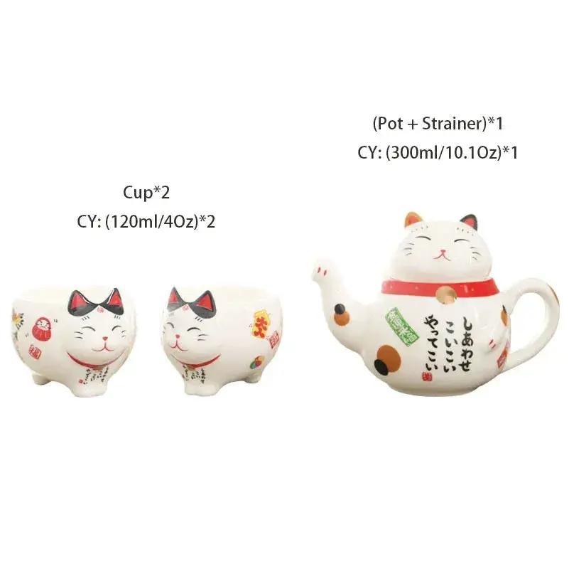  Lucky Cat Tea Set Ceramic With Strainer Porcelain -  ToylandEU™