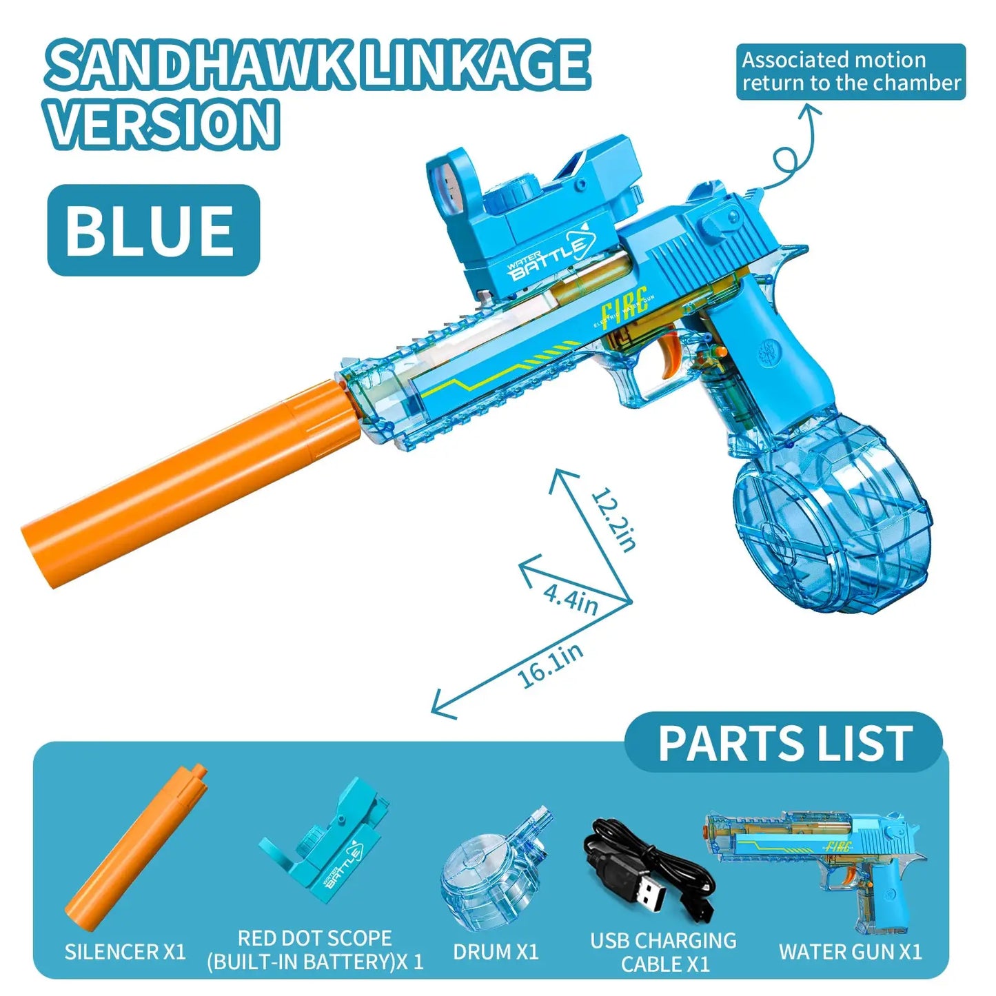 Luminescent Desert Eagle Water Gun for Outdoor Fun - ToylandEU