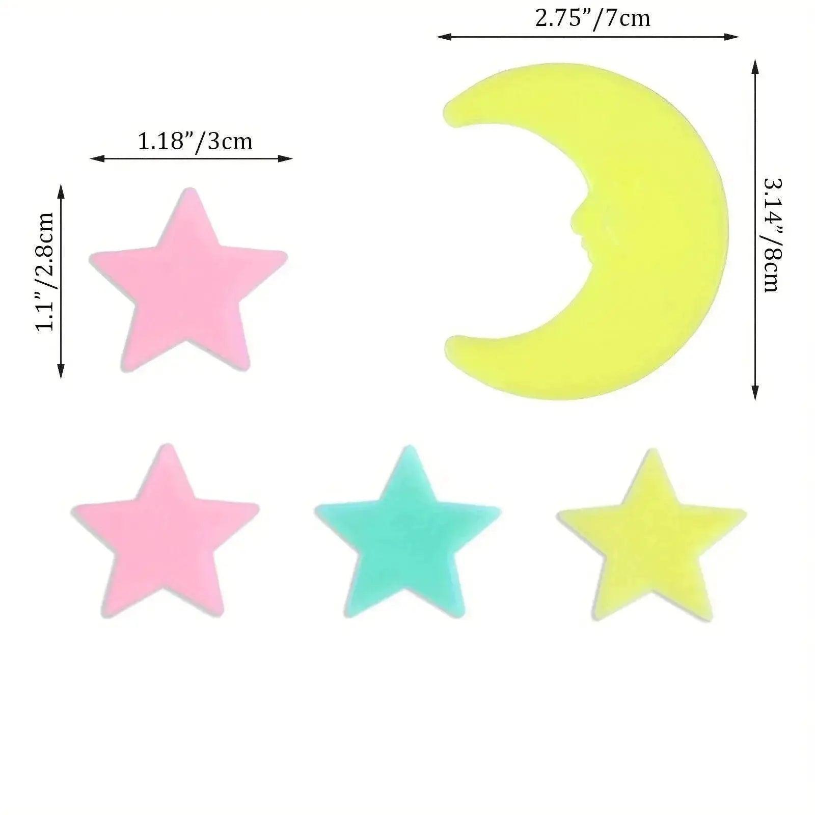  Luminous 3D Stars Moon Wall Stickers Toyland EU -  ToylandEU™