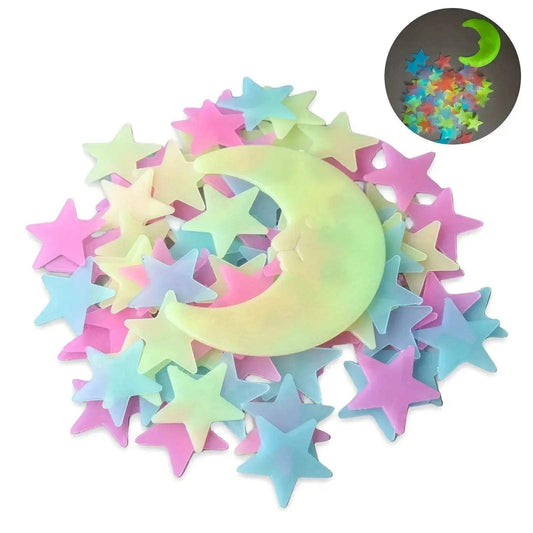  Luminous 3D Stars Moon Wall Stickers Toyland EU -  ToylandEU™
