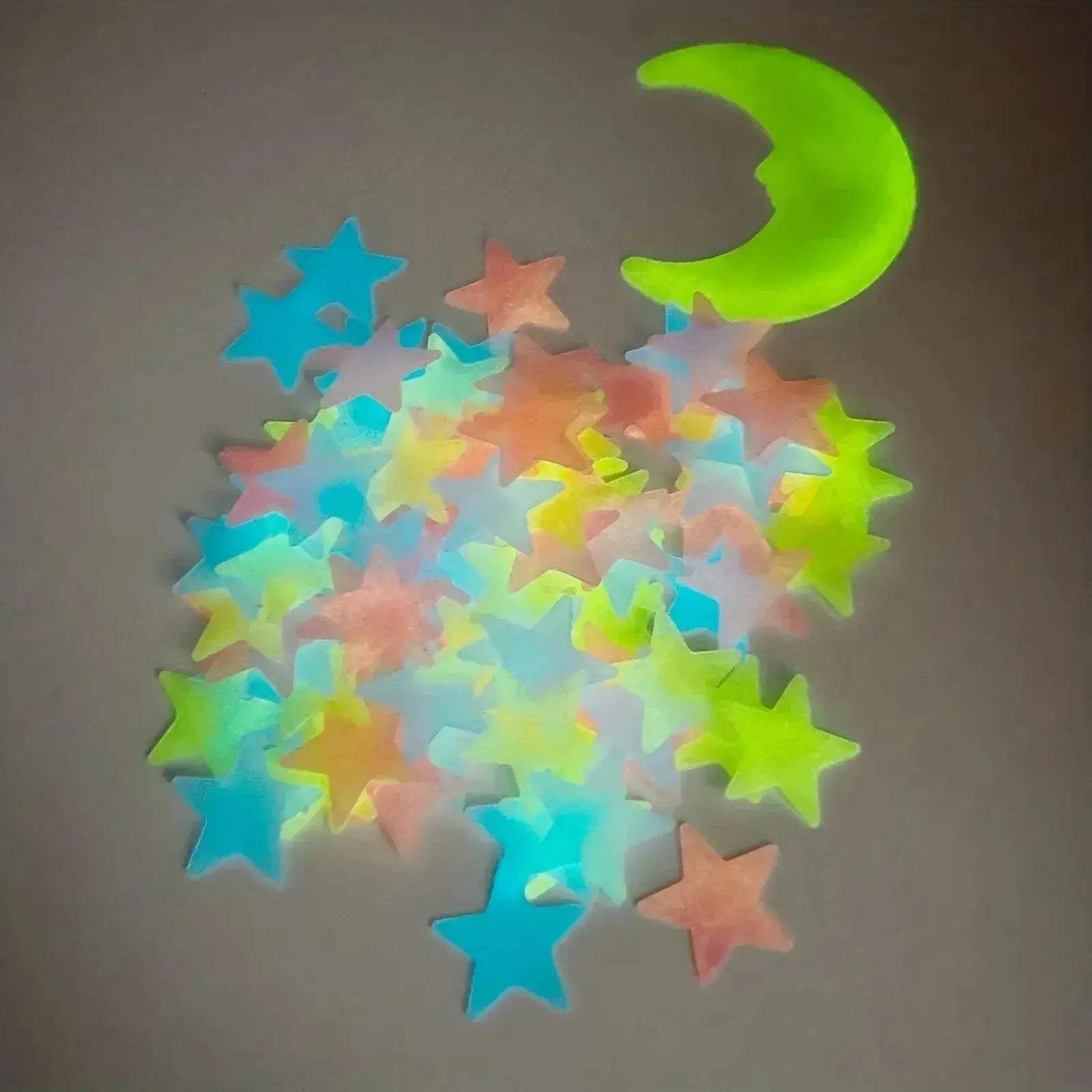  Luminous 3D Stars Moon Wall Stickers Toyland EU -  ToylandEU™