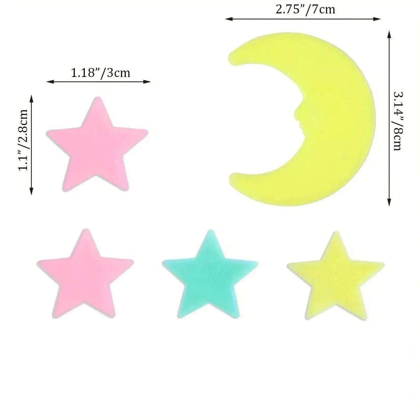  Luminous 3D Stars Moon Wall Stickers Toyland EU -  ToylandEU™