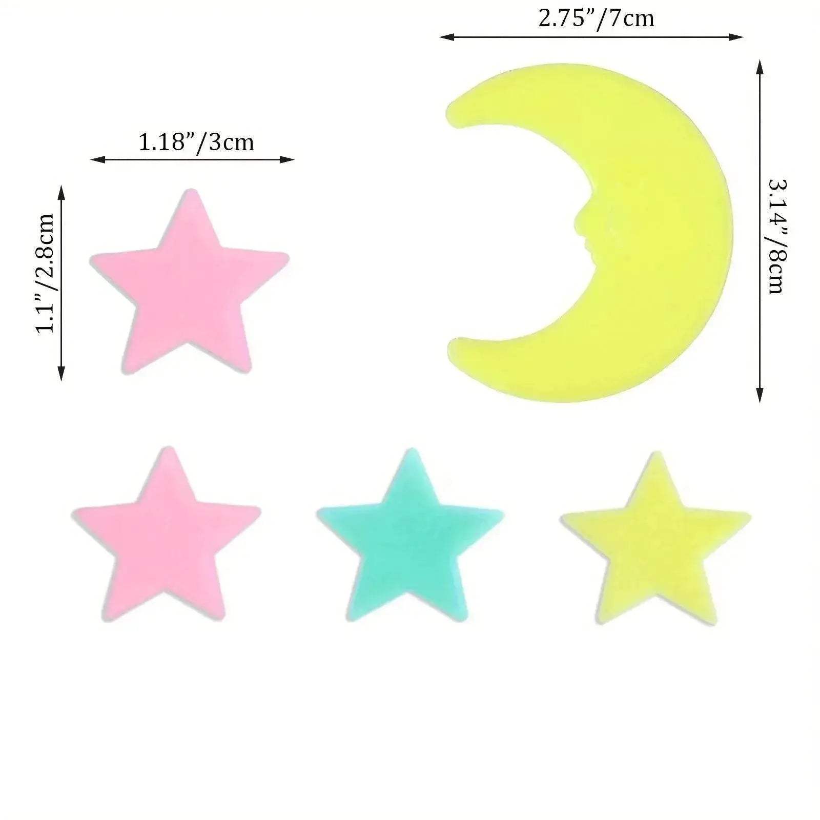 Luminous 3D Stars Moon Wall Stickers Toyland EU -  ToylandEU™