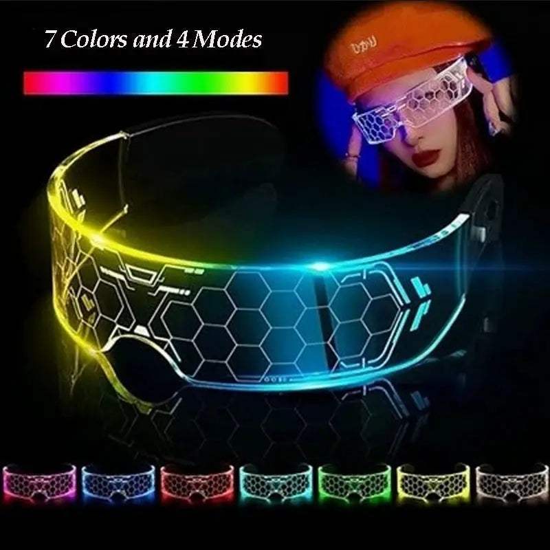  Luminous Cyberpunk Glasses LED 7 Colors Modes -  ToylandEU™