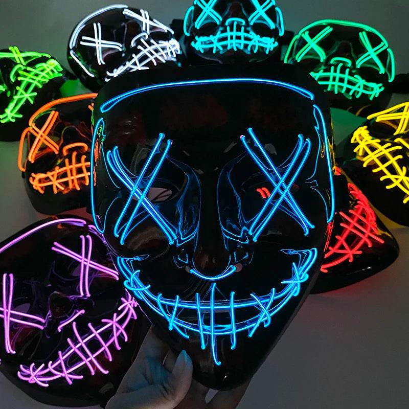 Luminous Face Mask LED Purge Glow Neon Light Up Cosplay - ToylandEU