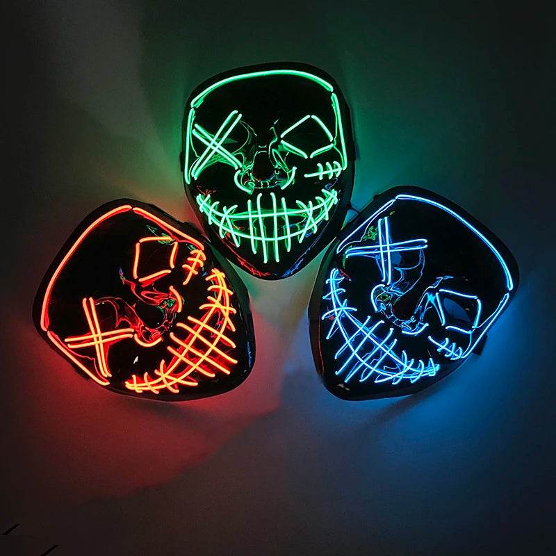 Luminous Face Mask LED Purge Glow Neon Light Up Cosplay - ToylandEU