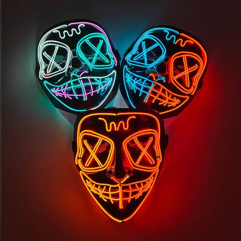 Luminous Face Mask LED Purge Glow Neon Light Up Cosplay - ToylandEU