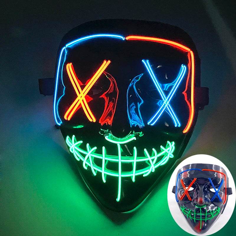 Luminous Face Mask LED Purge Glow Neon Light Up Cosplay - ToylandEU