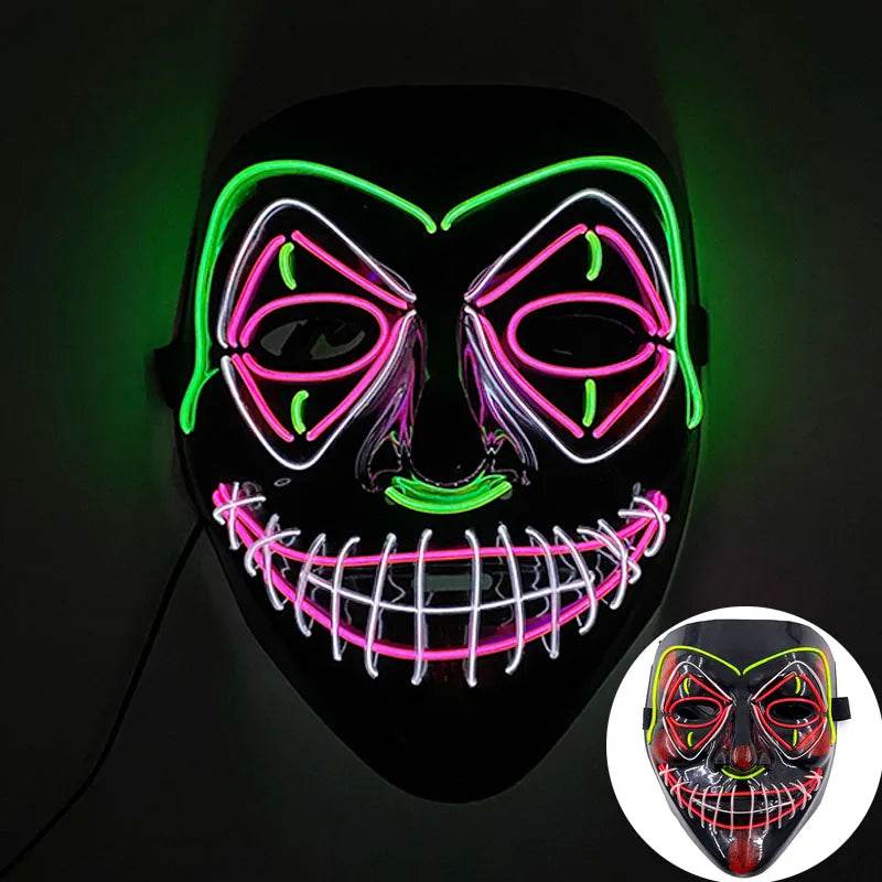 Luminous Face Mask LED Purge Glow Neon Light Up Cosplay - ToylandEU