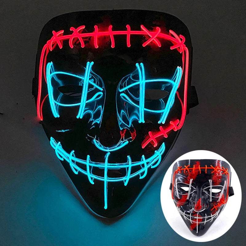 Luminous Face Mask LED Purge Glow Neon Light Up Cosplay - ToylandEU